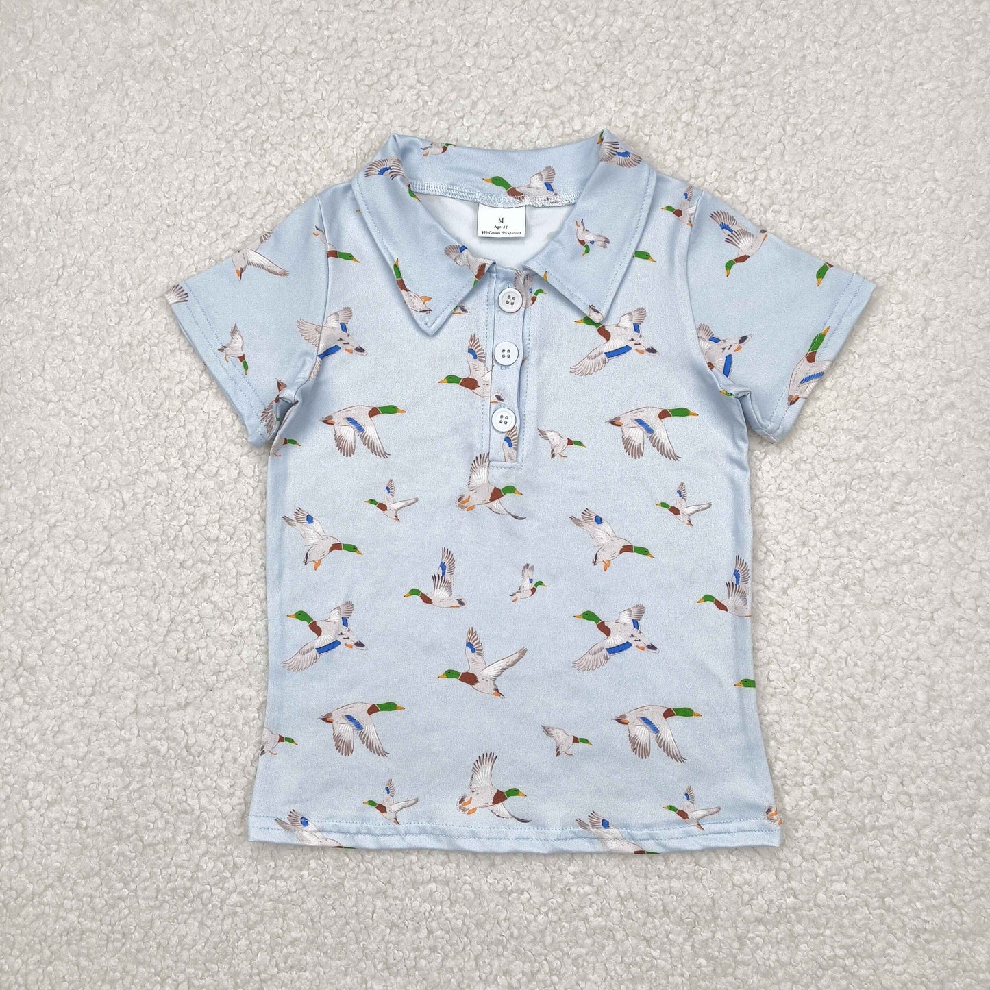 BT1210 Duck Hunting Blue Polo Short Sleeve Top Shirts Boys Boutique Outfits 202504 RTS