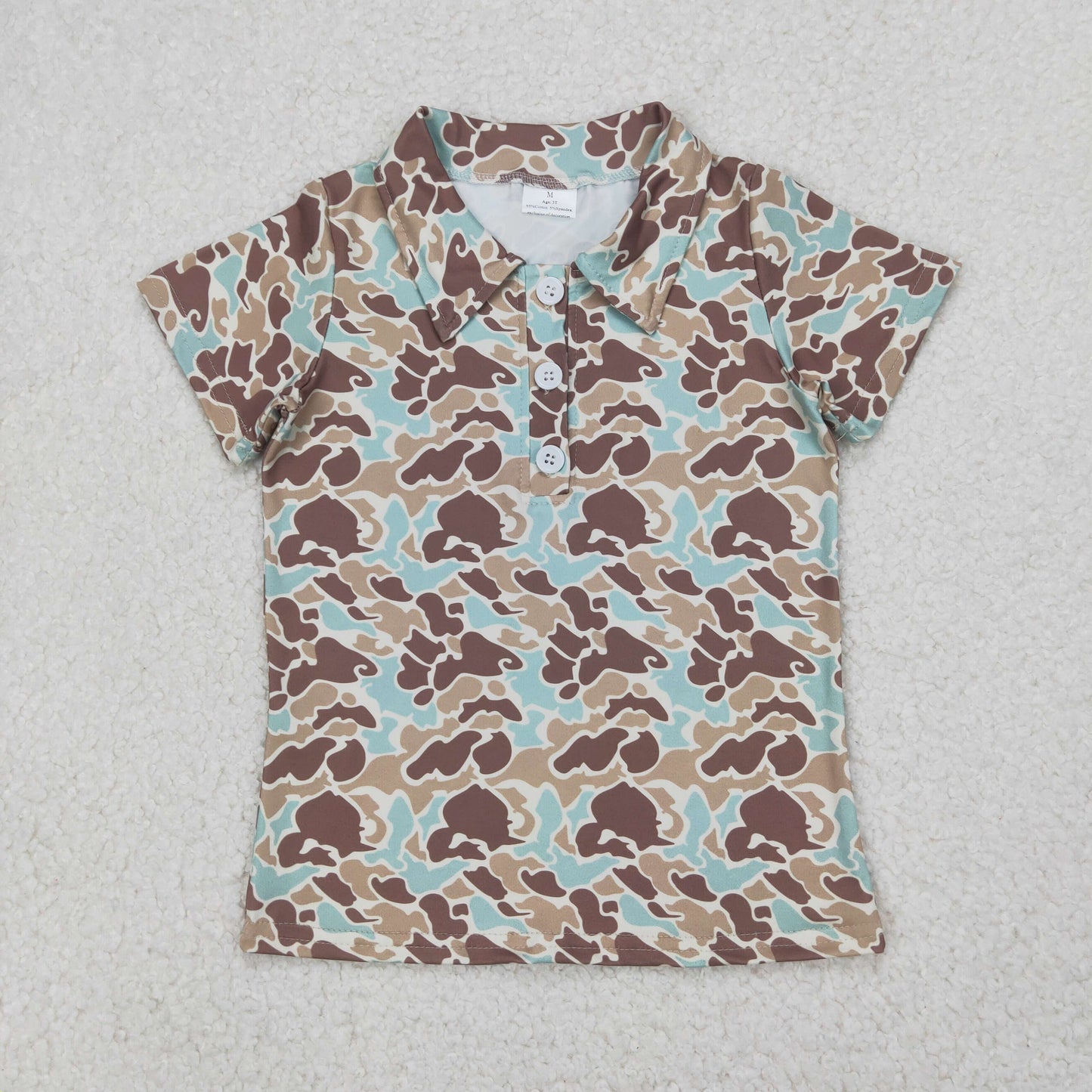 BT1212 Brown Green Camo Polo Button Short Sleeve Top Shirts Boys Boutique clothes 202504 RTS