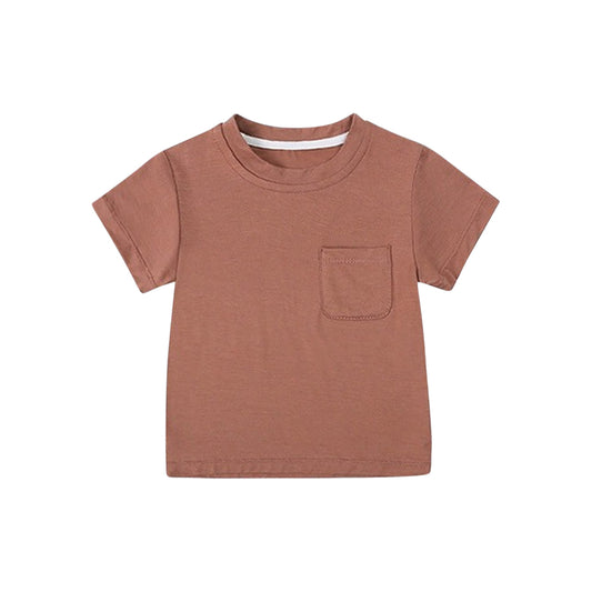 preorder BT1218 Pure Brown Short Sleeve Top Shirts Boys Boutique Outfits 202503