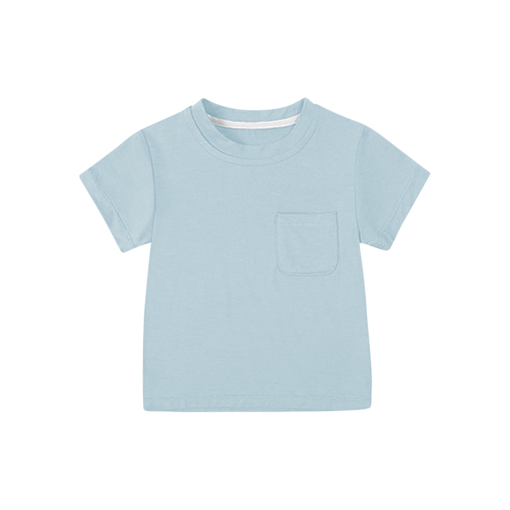 preorder BT1220 Pure Blue Green Short Sleeve Top Shirts Boys Boutique Outfits 202503