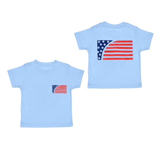 preorder BT1233 4th of July Flag Sky Blue Short Sleeve Top Shirts Boys Boutique clothes  202504