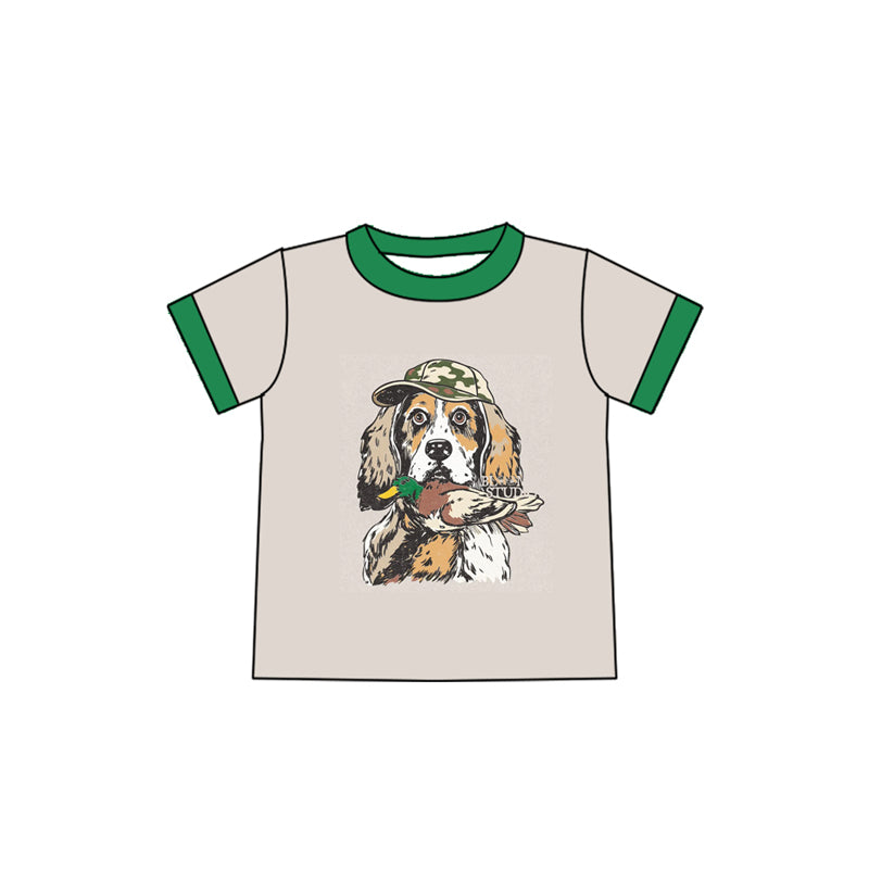 preorder BT1236 Puppy Duck Brown Green Short Sleeve Top Shirts Boys Boutique Outfits 202504