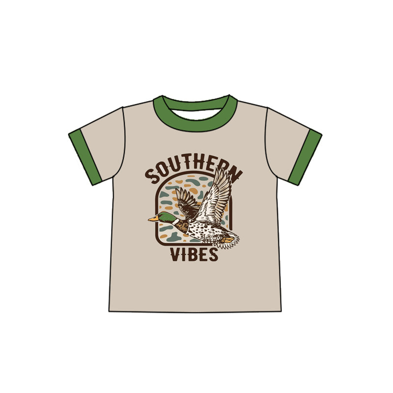 preorder BT1237 southern vibes Duck Brown Green Short Sleeve Top Shirts Boys Boutique Outfits 202504