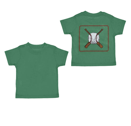 preorder BT1242 Baseball Dark Green Short Sleeve Top Shirts Boys Boutique Outfits  202504