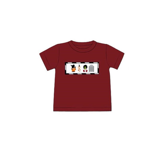 preorder BT1249 Halloween Zombie Red  Short Sleeve Top Shirts Boys Boutique Outfits  202505