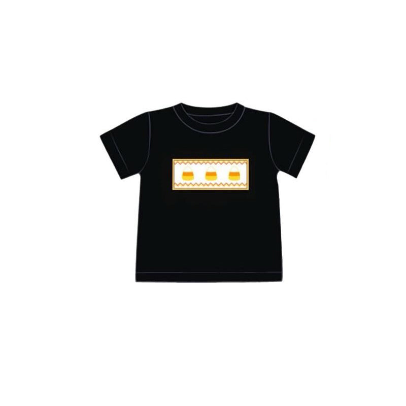 preorder BT1250 Halloween Candy Black Short Sleeve Top Shirts Boys Boutique Outfits 202505