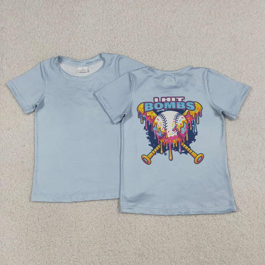 BT1251 Bombs Baseball Light Blue Short Sleeve Boys Top Shirts 202604 RTS