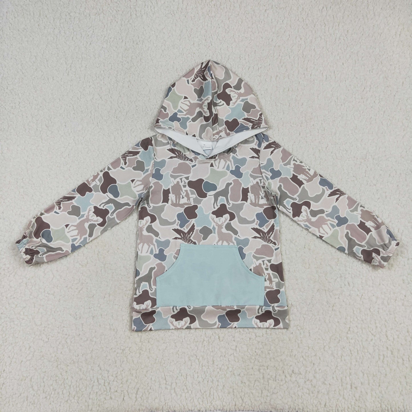 BT1268 Boys Boutique Duck Deer Hunting Camo Hooded Long Sleeve Top 202507 RTS