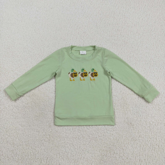 BT1278 Boys Boutique Embroidered Halloween Green Long Sleeve Top   202508 RTS