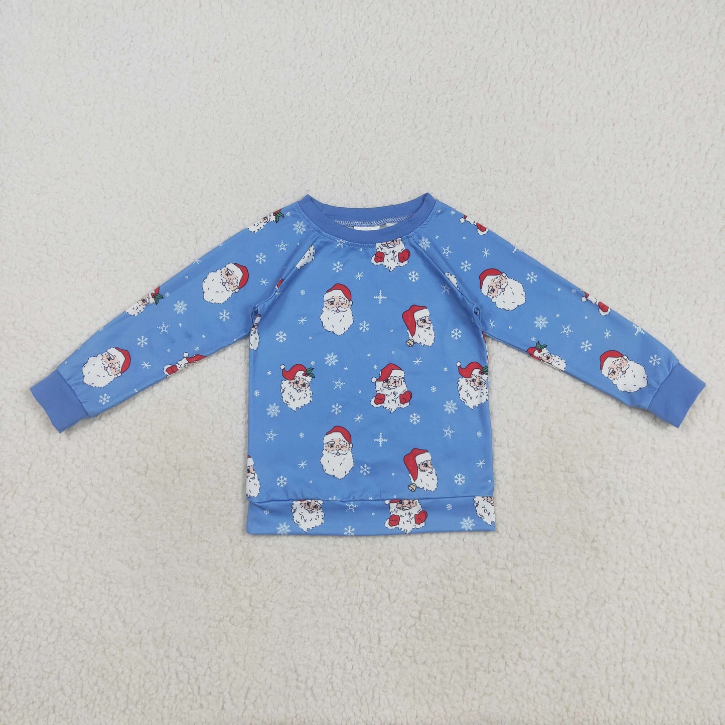 BT1289 Christmas Santa Claus Boys Blue Long Sleeve Top 202508 RTS
