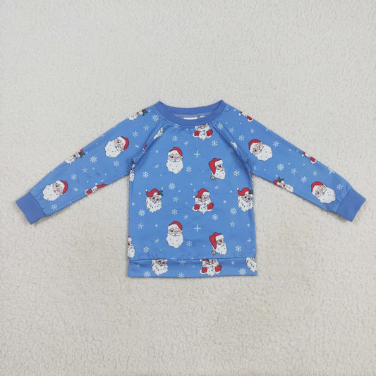 BT1289 Christmas Santa Claus Boys Blue Long Sleeve Top 202508 RTS
