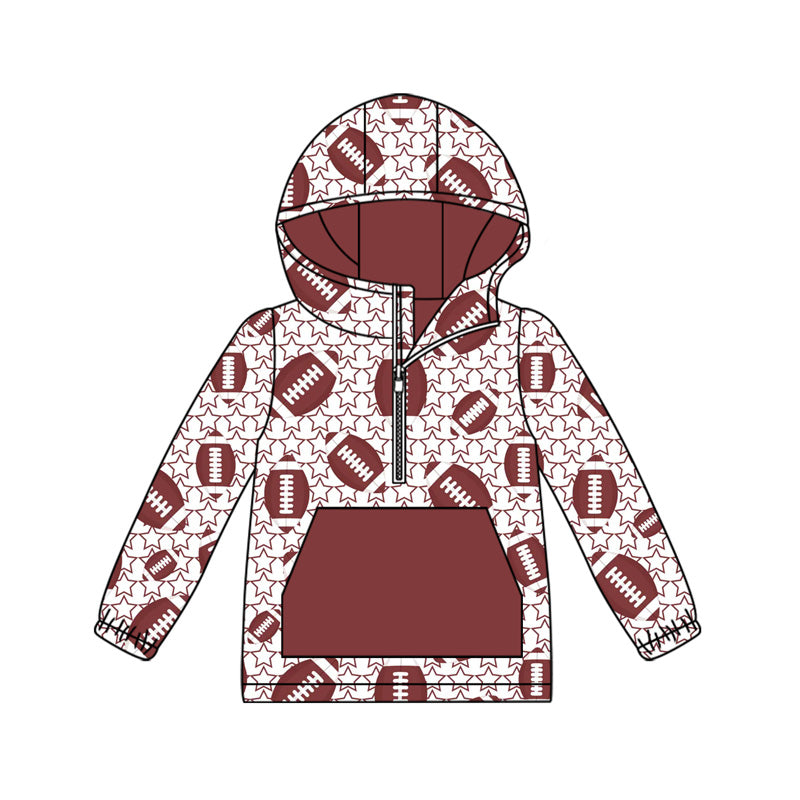 preorder BT1307 Rugby Star Pocket Hooded Long Sleeve Boys Top 202507
