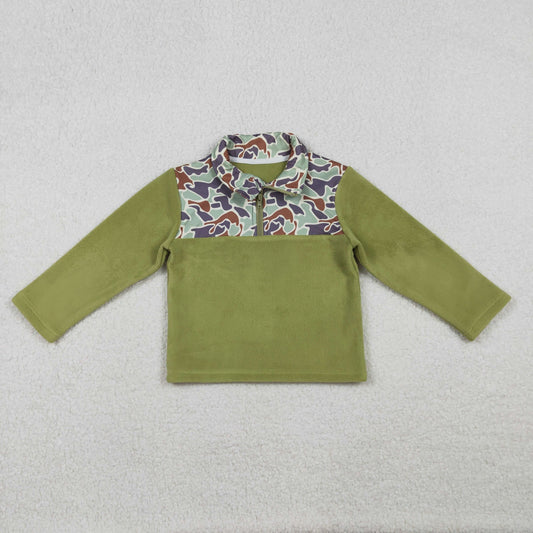 BT1308 Pea Green Camouflage Zippy Long Sleeve Boys Top 202510 RTS