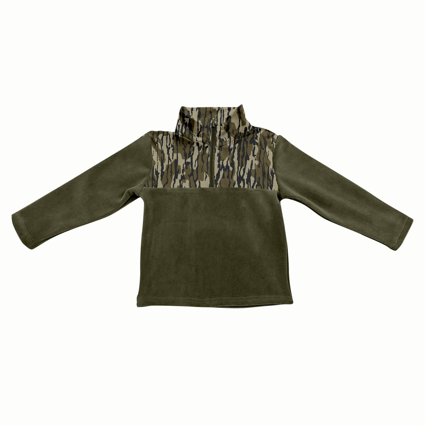 preorder BT1317 Army Green Plush Zippy Long Sleeve Boys Top 202508