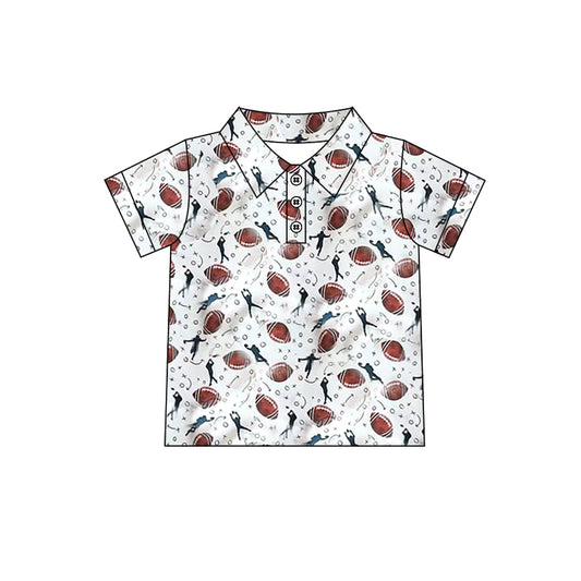 preorder BT1324 Rugby Pattern Beige Polo Short Sleeve Boys Top 202508