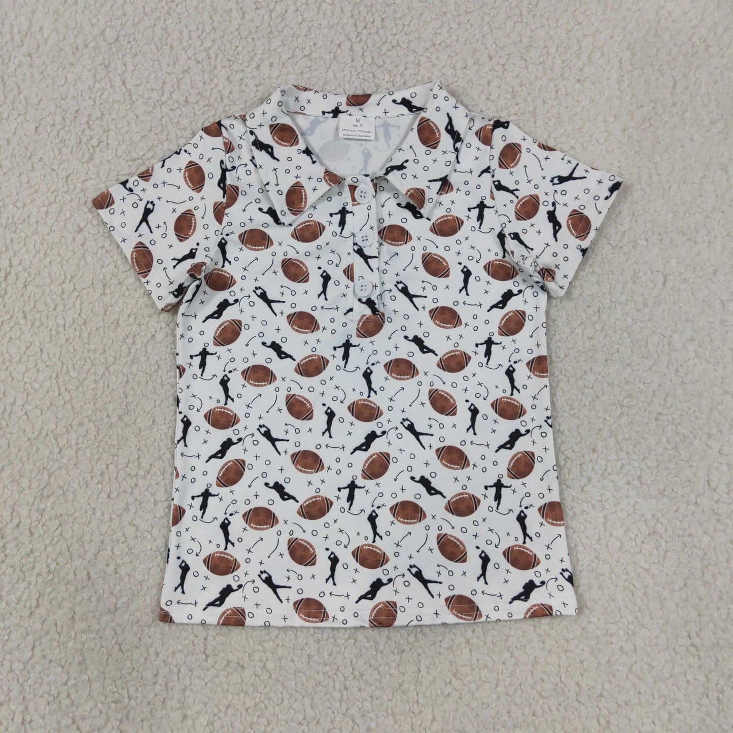 BT1324 Rugby Pattern Beige Polo Short Sleeve Boys Top 202607 RTS