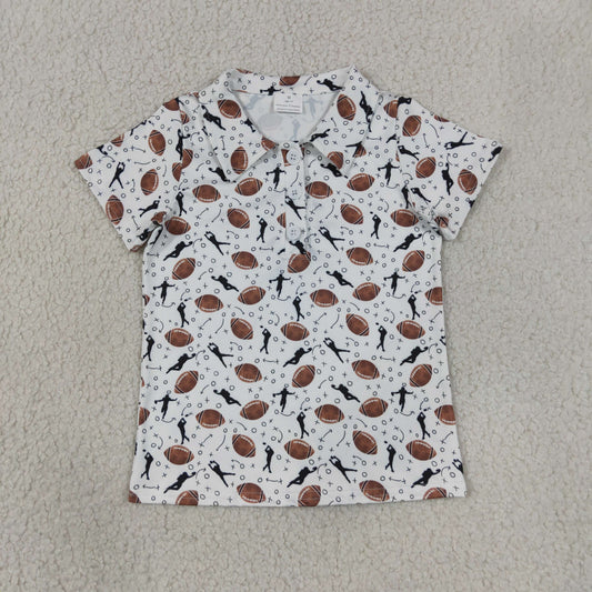 BT1324 Rugby Pattern Beige Polo Short Sleeve Boys Top 202607 RTS