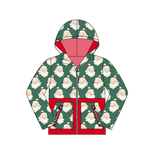 preorder BT1329 Christmas Hooded Zippy Long Sleeve Boys Top 202508