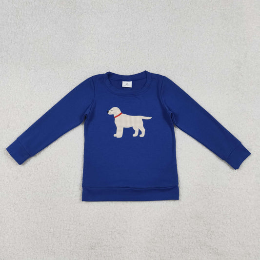 BT1333 Embroidered Puppy Blue Long Sleeve Boys Top 202510 RTS