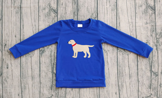BT1333 Embroidered Puppy Blue Long Sleeve Boys Top 202510 RTS