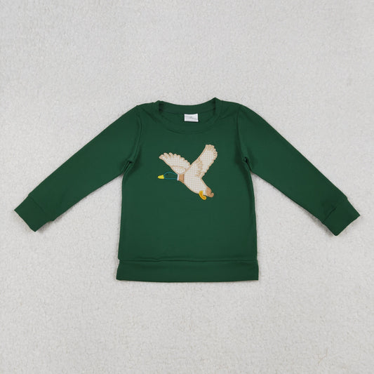 BT1334 Duck Hunting Embroidered Green Long Sleeve Boys Top 202509 RTS