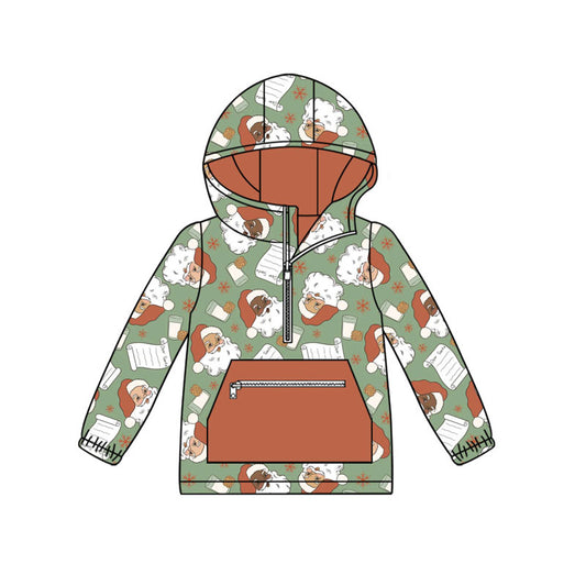 preorder BT1341 Christmas Zip up Hooded Long Sleeve Boys Top 202508