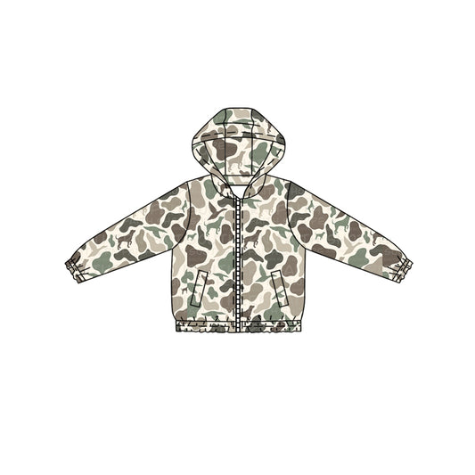 preorder BT1343 Deer Hunting Camouflage Zip up Hooded Long Sleeve Boys Top 202508
