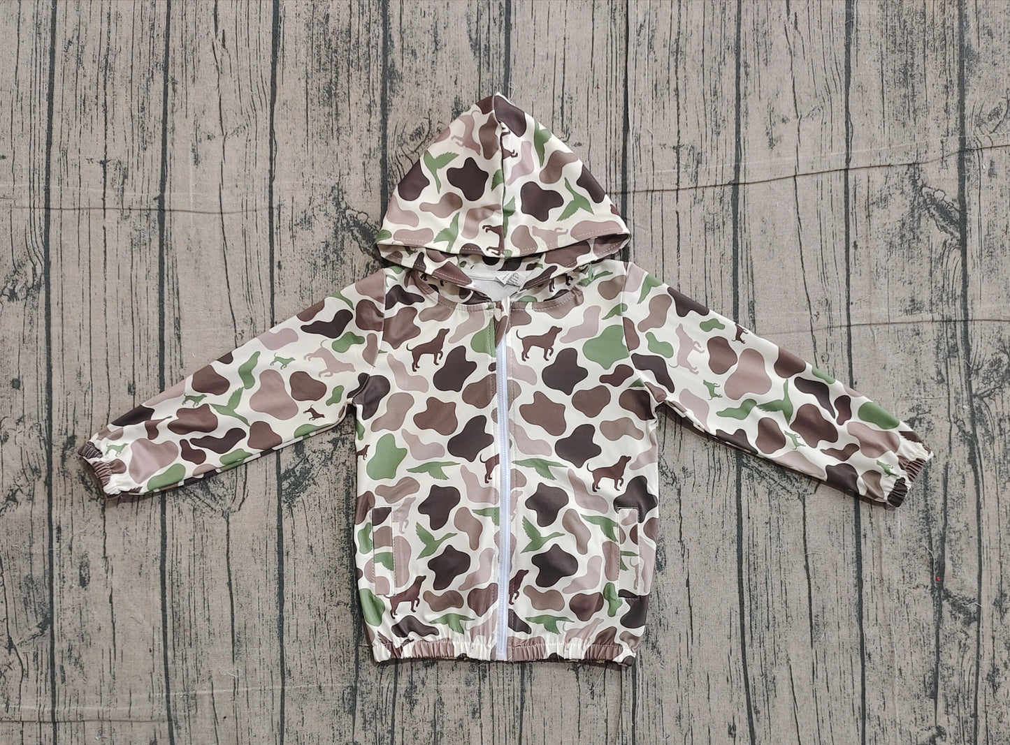 NO MOQ preorder BT1343 Deer Hunting Camouflage Zip up Hooded Long Sleeve Boys Top 202511