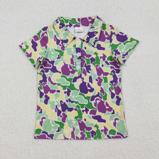 BT1345 Purple Camouflage Polo Short Sleeve Boys Top 202509 RTS