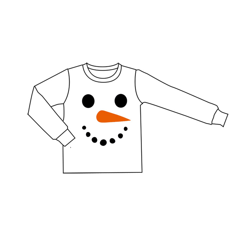 MOQ 8 preorder BT1351 Christmas Snow Man Long Sleeve Boys Top 202509