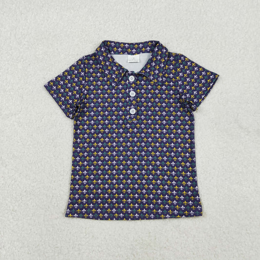 BT1356 Mardi Gras Purple Polo Short Sleeve Boys Top 202510 RTS