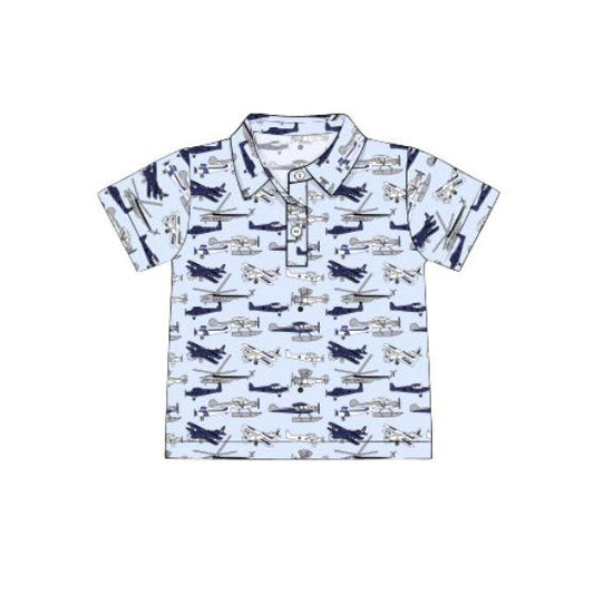 MOQ 8 preorder BT1363 Airplane Pattern Polo Short Sleeve Boys Top 202509
