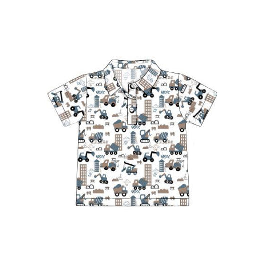 MOQ 8 preorder BT1366 Trucks Pattern Polo Short Sleeve Boys Top 202509