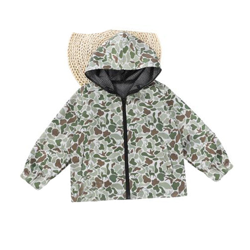 MOQ 8 preorder BT1368 Green Camouflage Zipper Hooded Long Sleeve Boys Top 202509