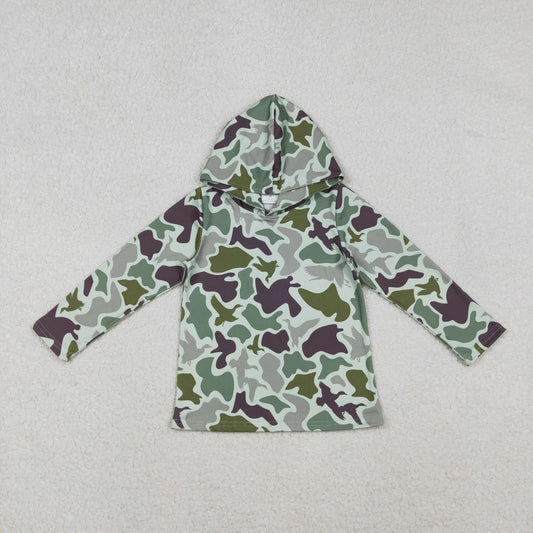 BT1374-XS-3XL Duck Hunting Green Camouflage Hooded Long Sleeve Boys Top 2025010 RTS