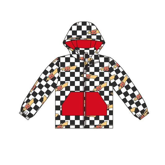 MOQ 8 preorder BT1377 Plaid Zipper Hooded Long Sleeve Boys Top 202509