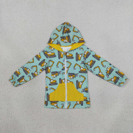 BT1378 Excavator Truck Hoodie Kids Zipper Coat