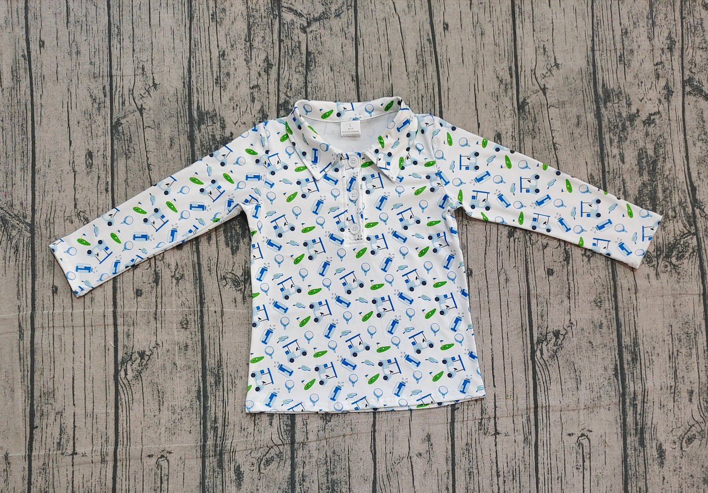 NO MOQ preorder BT1405 Golf White Polo Long Sleeve Boys Top 202510
