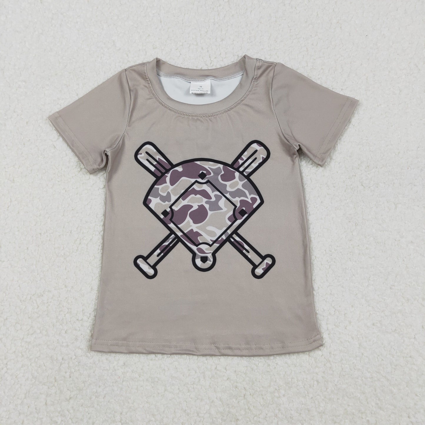 BT1417 Gray Green Camouflage Fan Baseball Short Sleeve Boys Top 202511 RTS