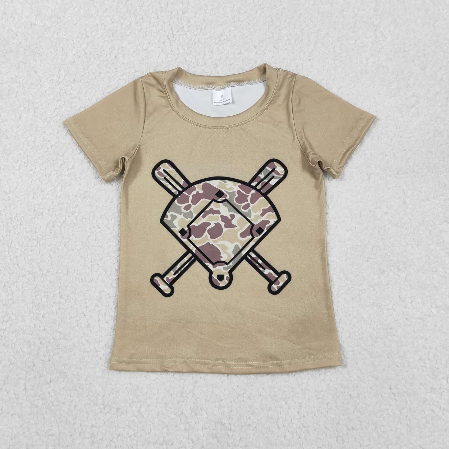 BT1418 Light Gray Green Camouflage Fan Baseball Short Sleeve Boys Top 202511 RTS