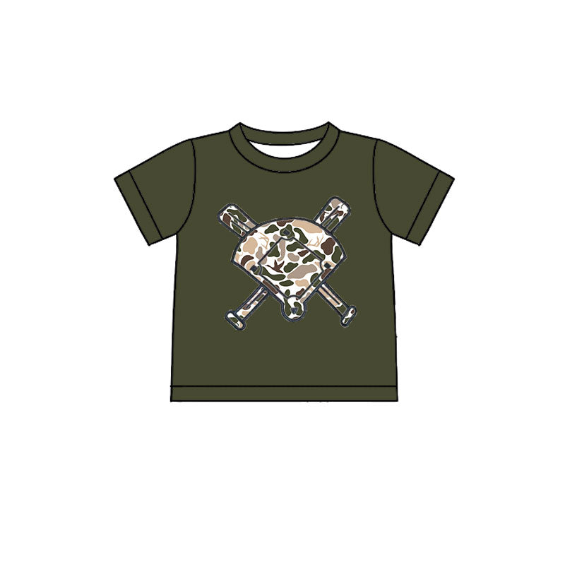 MOQ 5 preorder BT1424 Puppy Duck Hunting Camouflage Fan Baseball Short Sleeve Boys Top 202510