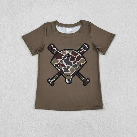 BT1425 Army Green Camouflage Fan Baseball Short Sleeve Boys Top 202511 RTS