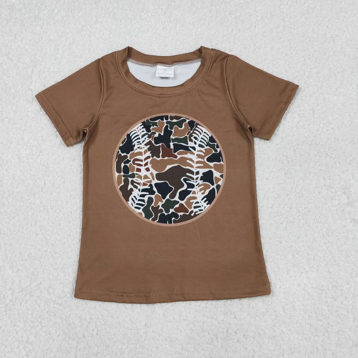 BT1429 Brown Green Camouflage Baseball Short Sleeve Boys Top 202512 RTS