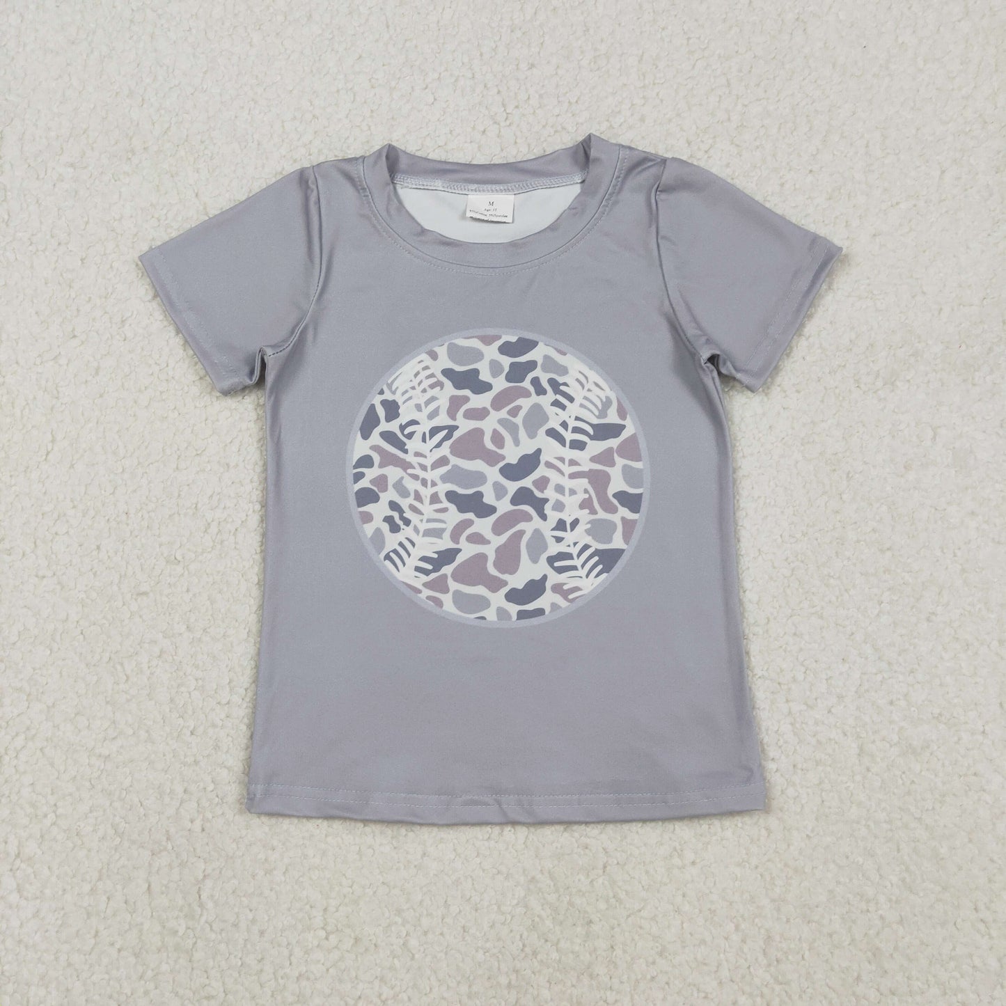 BT1430 Gray Blue Camouflage Baseball Short Sleeve Boys Top 202512 RTS