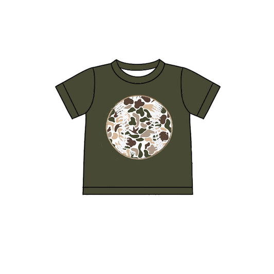 MOQ 5 preorder BT1433 Puppy Duck Hunitng Camouflage Baseball Short Sleeve Boys Top 202510