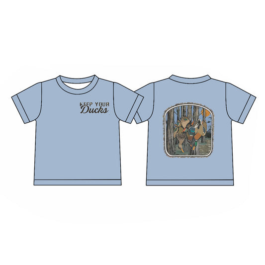 MOQ 5 preorder BT1449 Hunting Duck Gray Blue Short Sleeve Boys Top 202510