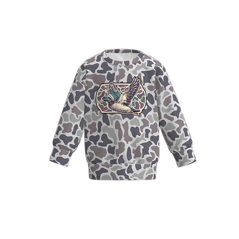 MOQ 5 preorder BT1473 Duck Hunting Gray Brown Camouflage Long Sleeve Boys Top 202510