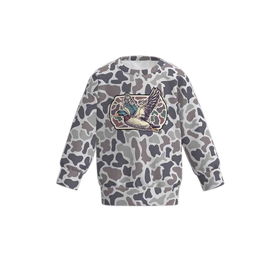MOQ 5 preorder BT1473 Duck Hunting Gray Brown Camouflage Long Sleeve Boys Top 202510