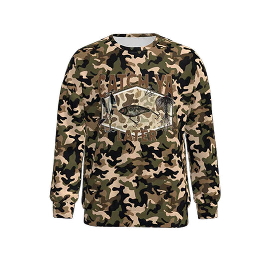NO MOQ Preorder BTBT1476 Adult Male Cat Fishing Brown Green Camouflage Long Sleeve Top 202510