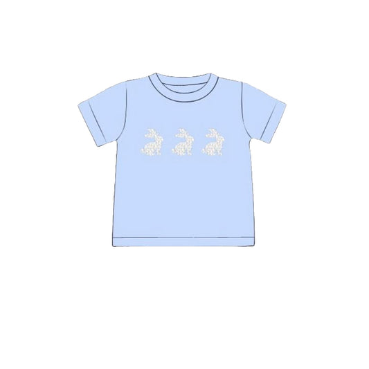 MOQ 5 preorder BT1488 Easter Bunny Light Blue Short Sleeve Boys Top 202510